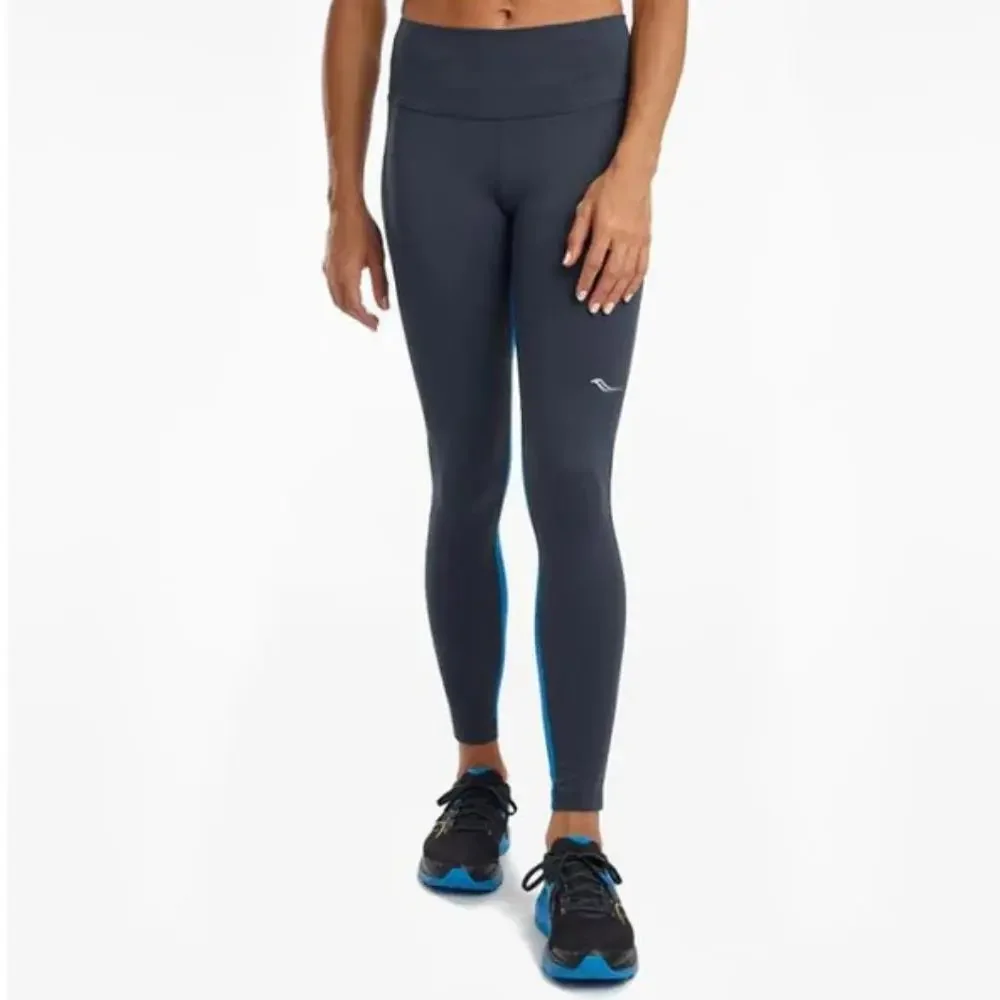 Saucony Fortify Tights Women's Small Blue Stretch Skinny Leg Activewear JDM775